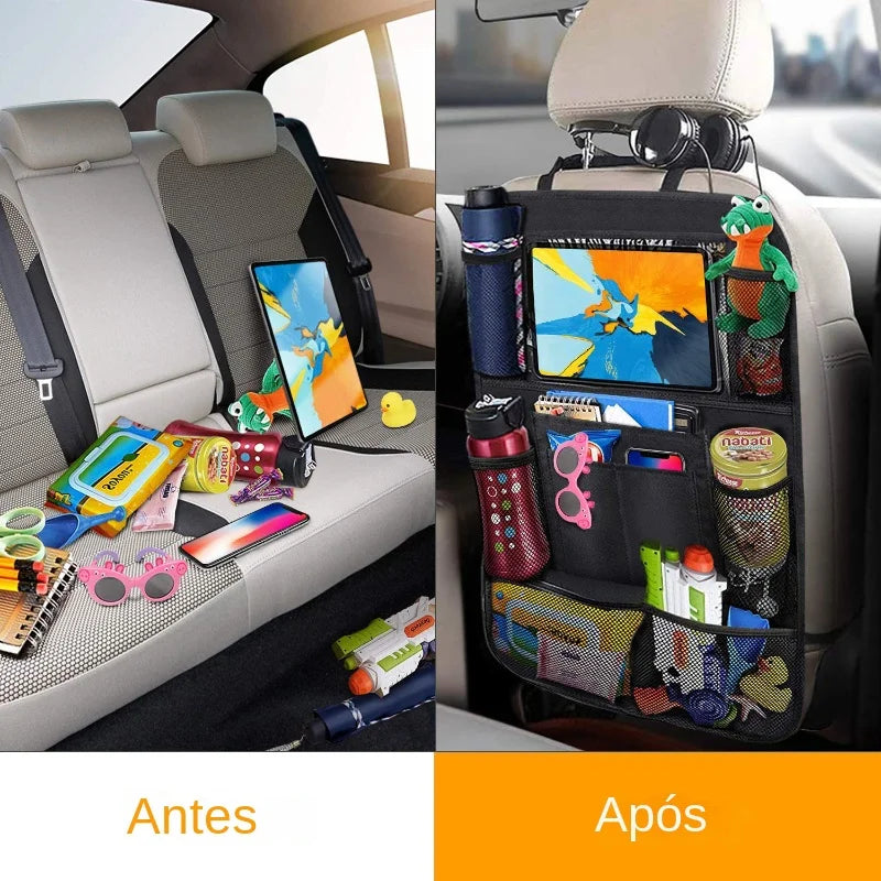 Organizador de banco traseiro para carro, com suporte para tablet de tela sensível ao toque. Organizador de banco traseiro. . Organizador de Carro.